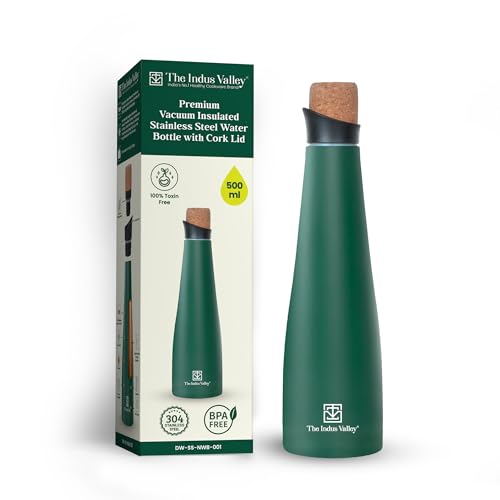 The Indus Valley Double Wall Stainless Steel Vacuum Insulated Narrow Water Bottle | 500 ml | Leak-Proof Lid, Rust-Proof | for School, Office & Gym