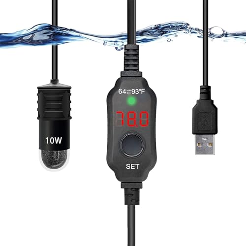水族館ヒーター - LED ディスプレイコントローラー付き 10W 小型水族館ヒーター - 海水と淡水に適した水中水槽ヒーター