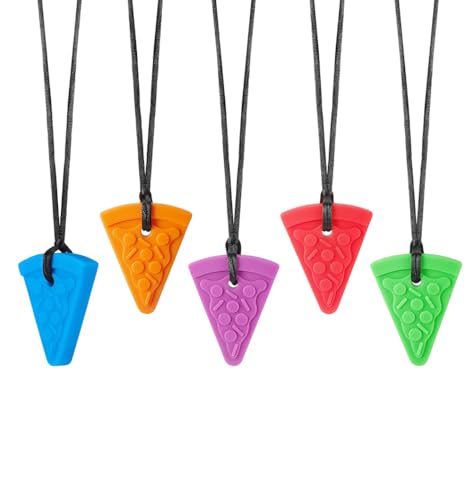 RUIOMII 5 Stück Silikon Kaukette für Kinder Adhs, Pizzeria BeißKette Kinder Adhs, Beißkette