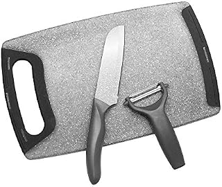 MiHerom Non Slip Plastic Cutting Board,Rectangle Chopping Board Set with Knife and Peeler