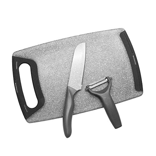MiHerom Non Slip Plastic Cutting Board,Rectangle Chopping Board Set with Knife and Peeler