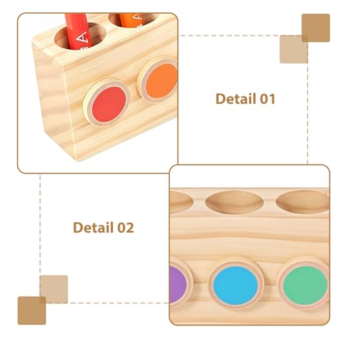 VEGOATY Porte-crayons de couleur en bois - 41 x 5 x 7 cm - Pour présenter des crayons à dessin - 11 compartiments - Pot à crayons - Organiseur de table créatif - Pour l'école, le bureau, la maison – vue 3
