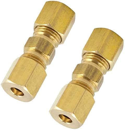 Legines Brass Compression Tube Fitting, Union, 5/16\" OD x 5/16\" OD, Pack of 2
