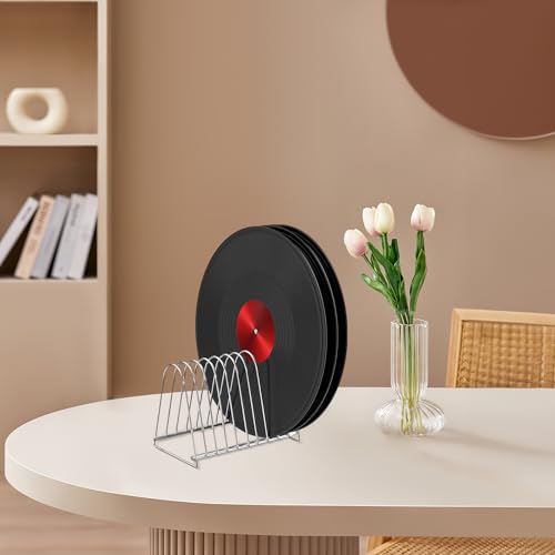 Soporte para discos de vinilo triangular en metal para escritorio 4