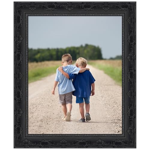 Amanti Art 16x20 Picture Frame, Filigree Gloss Black Wood Framing for your Wedding Photos, Family Pictures, Diploma, Certificate, Kids Art Gift for Mom or Poster Wall Decor