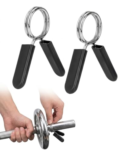 KAKFEL Pinces Haltères & Barre Musculation Lot de 2, Stop Disque à Ressort Verrouillage Rapide Robuste Anti-Glissement pour Sécurité Entraînement Poids Fitness Gym