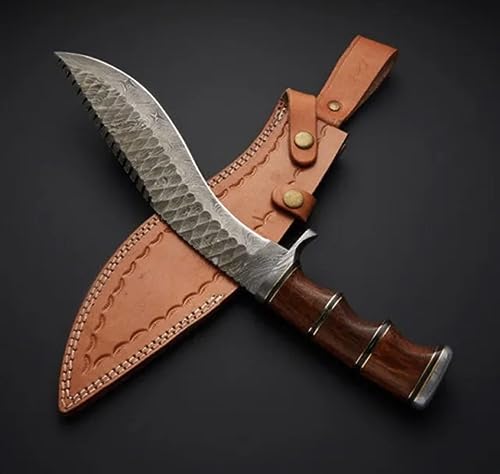 16" FULL TANG DAMASCUS Fixed Blade BOWIE Hunting SURVIVAL Knife GURKHA KUKRI KNIFE