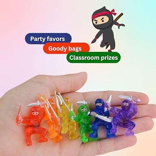 Ninja Toy Figures - 2 Inch Mini Ninjas Figures - Easter Egg Fillers - 12 Pcs Mini Plastic Ninja Figurines for Birthday Goody Bags, Party Favors, Classroom Prizes