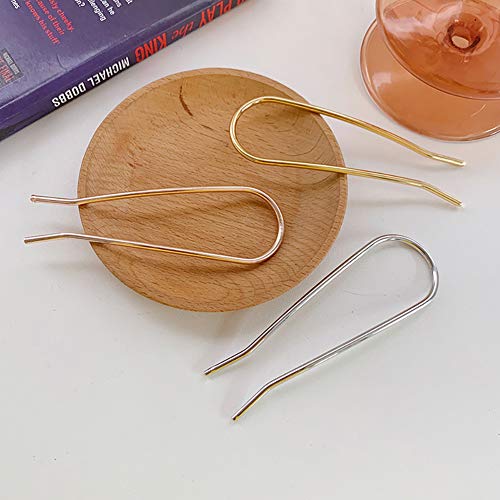 Hyfeel Metal Hair Fork 4.6 Inch Simple U Shape Updo Hair Sticks Alloy Gold-Plated 2 Prong Bun Hair Pins Clips Grips For Women Thick Hair Styling Tool Accessories, 3 Pack, Gold, Rose Gold, Silver #TOP3