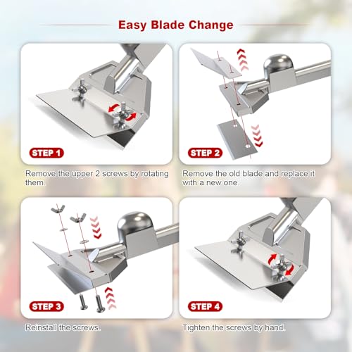 Ziopetru Heavy Duty Grill Scraper with 6 Inch Stainless Steel Sharp Blade and Ergonomic Aluminum Handle, Commercial Grill Scraper, for Outdoor Grill Cleaning