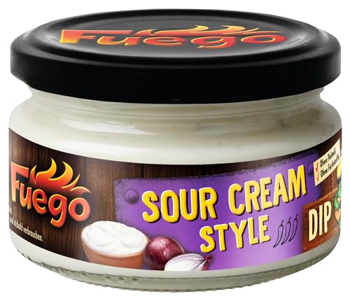 Fuego - Sour Cream & Onion Dip | Fein-würzige Dip-Sauce | für Tortilla-Chips, mexikansiche Gerichte | Ohne Palmöl, ohne Farbstoffe | 200 ml
