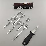 Lebrun Couverts Coffret Huîtres IBIZA 7 Pièces – Set Dégustation Huîtres & Fruits de Mer en Acier Inoxydable – 6 Fourchettes + 1 Couteau à Huître – Ouverture Facile, Service Élégant, Idée Cadeau