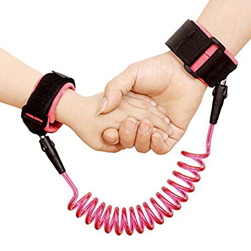 Image of Safe-O-Kid Baby Wrist Link with Key - Adjustable Strap Safety Link for Toddler, Anti-Lost Child Wrist Strap for Outdoor & Travel - Pink