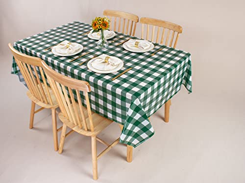 Image of Kesfey 12 Packs Green and White Checkered Tablecloths Party Picnic Disposable Table Covers 54 x 108 Inches Splashproof Plastic Checkered Gingham Tablecover for Outdoor Dinners Party Retro Celebrations