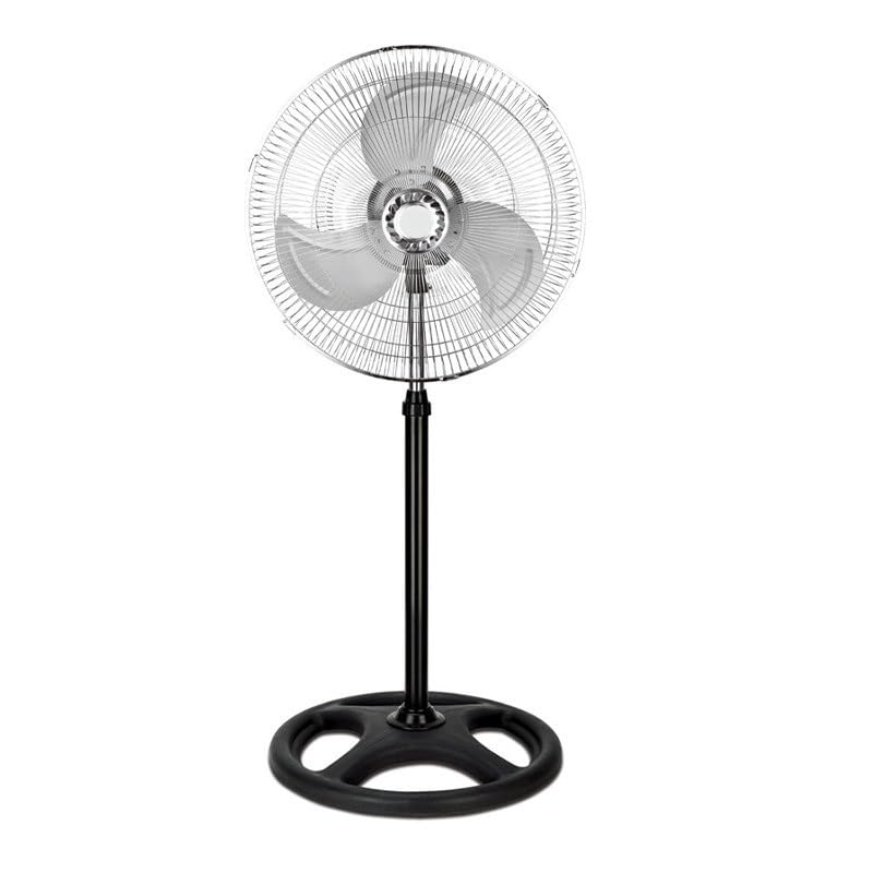 DK HOME Ventilador de Pie, 45,7 cm, 80W, 3 Velocidades, Altura Regulable, Oscilación 120°, Negro