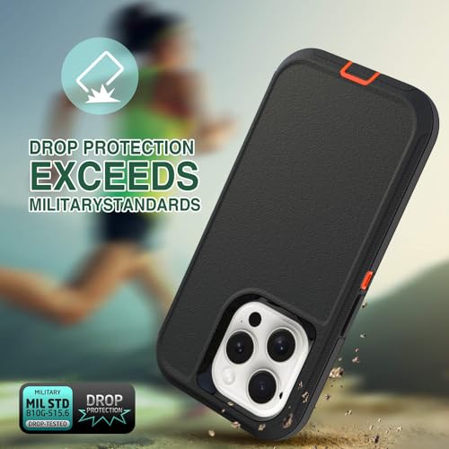 Image of for iPhone 16 Pro Case [6.3 inch], Heavy-Duty Tough Rugged Shockproof Drop Protective Cover Phone Cases, Black+Orange
