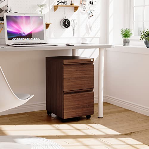 Lissimo Metal Filing Cabinet With Lock,Vertical File Cabinet With 2 Drawer, Under Desk Storage Locking File Cabinet Fits A4 Or Letter Size For Home Office (Rustic Brown) #TOP5