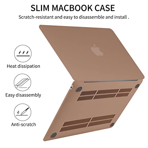 Seorsok Compatible With Macbook Air 13 Inch Case2022 2021 2020 2019 2018 Release A1932 A2179 M1 A2337 Touch Id,Plastic Hard Shell Case With Keyboard Cover-Brown #TOP1