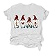 Produktbild LOPILY Weihnachten Tshirts Damen mit Weihnachtsgnome Druck Rundhals Weihnachtsshirts Mädchen Lustig Hässlicher Famillien Weihnachtskleidung Locker Casual Kurzarm Shirt (Weiß, M)