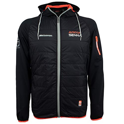 MBA-SPORTu00a0u0096u00a0Ayrton Senna Capucha Wind Chaqueta World Champion 1988u00a0McLaren, AS-ML-18-702, Negro, Extra-Large