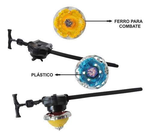 4 Beyblade Metal Led com Lançador e Arena