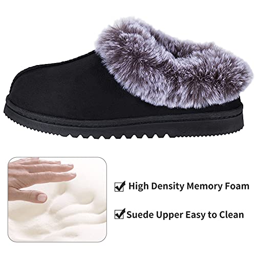 UBXRIN Womens Fuzzy Memory Foam Slippers Boots Cozy Faux Fur House Shoes Indoor Outdoor Rubber Sole Anti-Skid2
