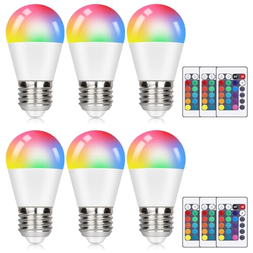 Kowanie E27 LED Warmwei&szlig; RGB Lampe: 6er Pack Gl&uuml;hbirne dimmbar 3000K farbige Edison Leuchtmittel mit Fernbedienung farbwechsel Gl&uuml;hlampe 4W (ersetzt 35W) 16 Farben LED Birnen f&uuml;r Bar KTV Party