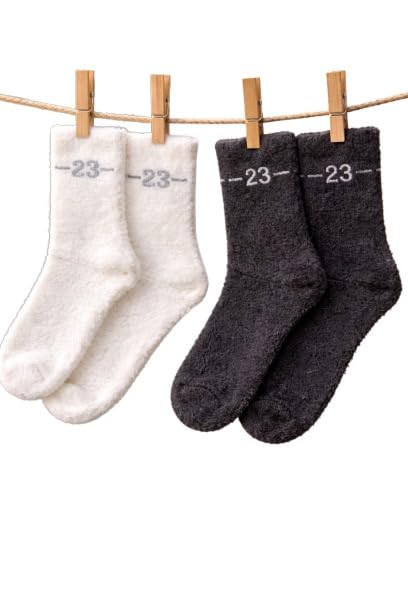 Men's Cozy Fuzzy Winter Socks, Ultra-Soft Warm Plush Lounge Socks with 23 Design, Thick Breathable Comfortable, Black and White, Pack of 2-image-23