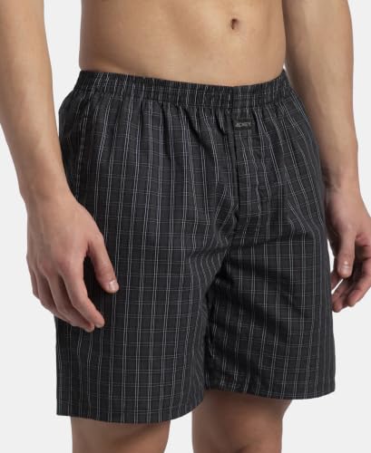 Image of Jockey 1223 Men Super Combed Mercerized Cotton Woven Checkered Boxer Shorts with Side Pocket (Pack of 2, Colors & Prints May Vary)