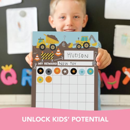Sticker Chart for Kids Behavior at Home & Classroom - 25 Reward Chart for Kids Incentives, Gold Star Sticker Sheets, Construction Incentive Charts for Classroom Must Haves — view 4