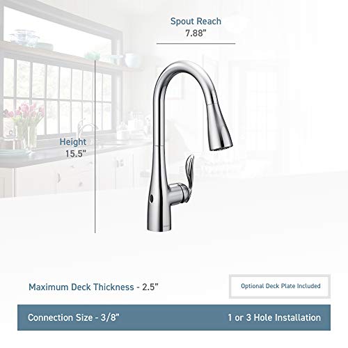 Moen Arbor Spot Resist Stainless Motionsense Wave Sensor One-Handle Pulldown Kitchen Sink Faucet Featuring Power Clean, Touchless Kitchen Faucet With Sprayer, 7594Ewsrs #TOP6