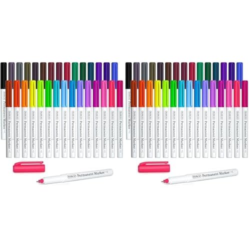Shuttle Art Permanent Marker, 30 Colors Ultra Fine Point, Assorted Colors, Works on Plastic,Wood,Stone,Metal and Glass for Kids Adult Coloring Doodling Marking 1 Count (Pack of 30) 30 Colors