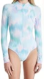 Shoshanna Damen Isla Dream Long-Sleeve Rashguard Badeanzug, Mystic Cloud, 36
