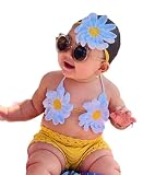 Baby Girl Flower Swimsuit 4pcs Halter Triangle Tops Ruffle Bottoms Sun Hat Bikini Set Bathing Suit Swimwea,Baby girl bikini,Swimsuit baby girl,Newborn baby crochet costume (3-6 months)