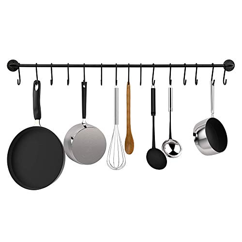 YourGift 10 Pack Heavy Duty S Hooks Black S Shaped Hooks Hanging Hangers Hooks for Kitchen, Bathroom, Bedroom and Office: Pan, Pot, Coat, Bag, Plants(10 Pack/S Hook/Black/2.4 inch)