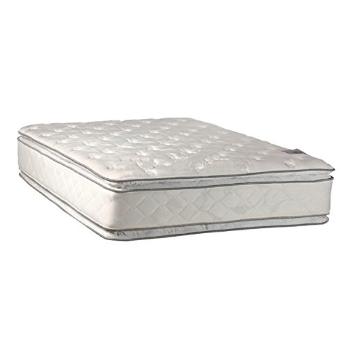 Mattress Solution Medium Plush Double Sided Pillowtop Innerspring Fully Assembled Mattress And 8" Wood Box Spring/Foundation Set, Full, White Lt Brown #TOP3