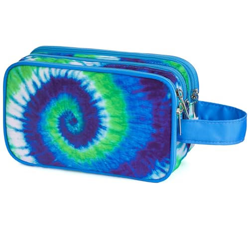 Vipdeal Tie Dye Toiletry Bag for Girls, Travel Toiletry Bag for Teen Girls Cosmetic Bag Makeup Bag Waterproof Hanging Wash Bag Toiletries, Blue