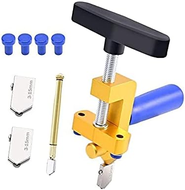 Canitu 2 in 1 Manual Tile Glass Cutter Tool Kit with 3-15 mm Tungsten Steel Blades Breaking Pliers Manual Glass Tile Cutter Hand Tool for Home DIY Cutting Glass, Mirror, Ceramic Tile, Glazed Tiles