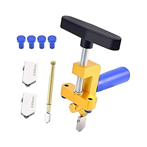 Canitu 2 in 1 Manual Tile Glass Cutter Tool Kit with 3-15 mm Tungsten Steel Blades Breaking Pliers Manual Glass Tile Cutter Hand Tool for Home DIY Cutting Glass, Mirror, Ceramic Tile, Glazed Tiles Cover