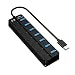 Produktbild MARYAN USB Hub, 7 Port USB 3.0 Hub LED Tragbar Super Speed, Adapter für iMac Pro, MacBook Air, Mac Mini/Pro, Surface Pro, PS4, PC und Laptop