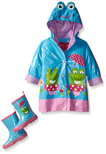 Wippette Girls' Frog Rain Jacket and Boot Set