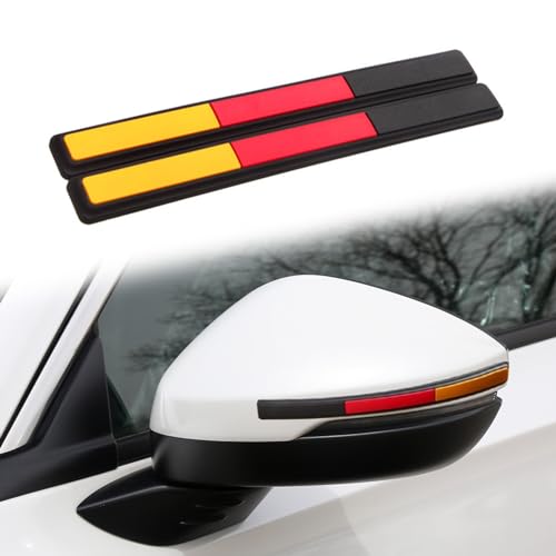 ramuel Car View Mirror Protector Strip, Front Corner Bumper Guard Protector Anti Collision Strips Sticker Auto Rubber Anti-Scratch Bumper Trim Universal (2PCS Black Red Yellow)
