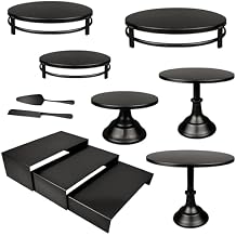 MACIFECI Cake Stand Set, Black Cake Stands For Dessert Table Including Dessert Tray, Metal Cupcake Display Stands Dessert Trays Black