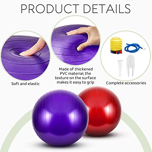 Sotiff 2 Pcs Goat Yoga Ball Toy Anti Burst Herding Ball Pvc Large Exercise Training Toy Ball With Inflator Pump Goat Toys For Goats To Play With Lamb Outdoor Entertainment Toy, 17.7 Inch, Red, Purple #TOP3