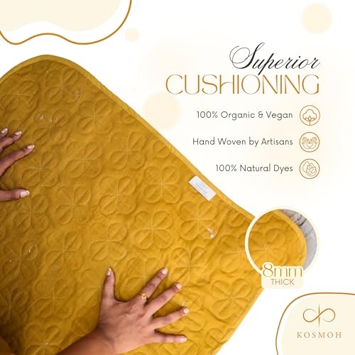 KOSMOH Tapete grosso de ioga 100% algodão orgânico para homens e mulheres - tapete de ioga antiderra