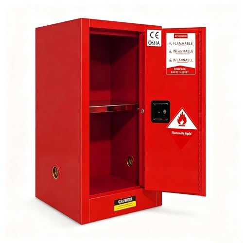 KQZZIV Flammable Safety Cabinet Fireproof Chemical Cabinet Safety Storage Cabinet, 30 Gallon Heavy Duty Double Wall Galvanized Steel Industrial Locker with Leakproof Sump for Factory ﻿