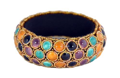 Bangle en porcelaine fine C015 - Bracelet d'exception perles et noir intense
