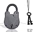 Antique Vintage Style Padlock - Medieval Iron Jailer Lock with Keys Set (2.75" Black)