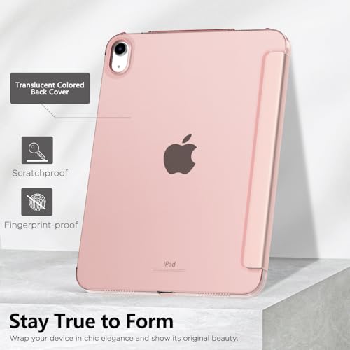 Image of MoKo for iPad (A16) 11th Generation Case 11 Inch 2025, iPad 10th Generation Case 10.9 Inch 2022, Slim Stand Hard PC Translucent Back Shell Smart Cover, Support Touch ID, Auto Wake /Sleep, Rose Gold