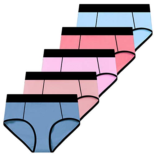 Molasus Women's Soft Cotton Briefs Ladies Mid-High Waisted Full Coverage Panties (Regular & Plus Size)